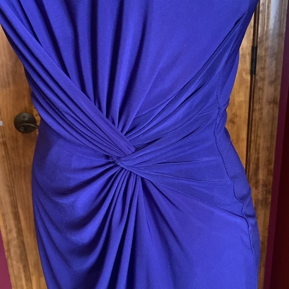Lauren by Ralph Lauren royal blue one shoulder cocktail dress Black ties Sz - Picture 5 of 6
